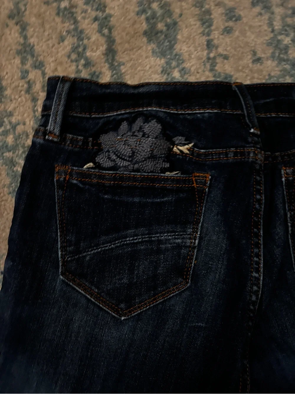 Driftwood Jackie Women’s Dark Wash Embroidered Skinny Jeans - Blue worn once 27